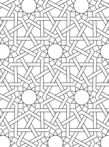 Islamic Ornament Mosaic Coloring Page